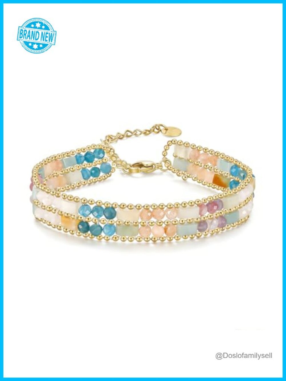Layered Chakra Bracelet Stack Natural Stone Beads Handmade Healing Crystal